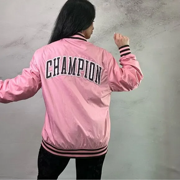 Champion pink light weight large logo jacket windbreaker - Picture 3 of 5